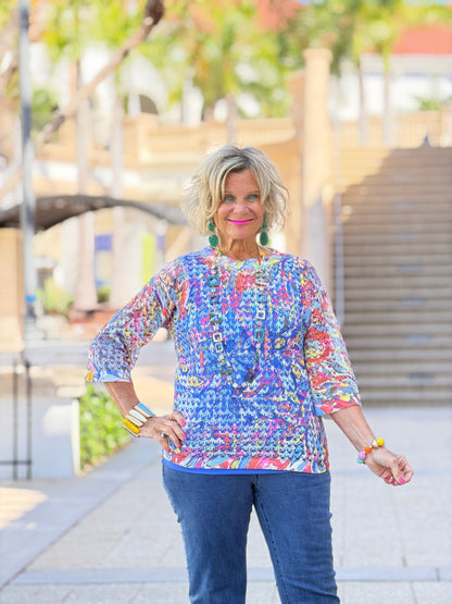 SHADES OF WATERBLUE MESH TOP