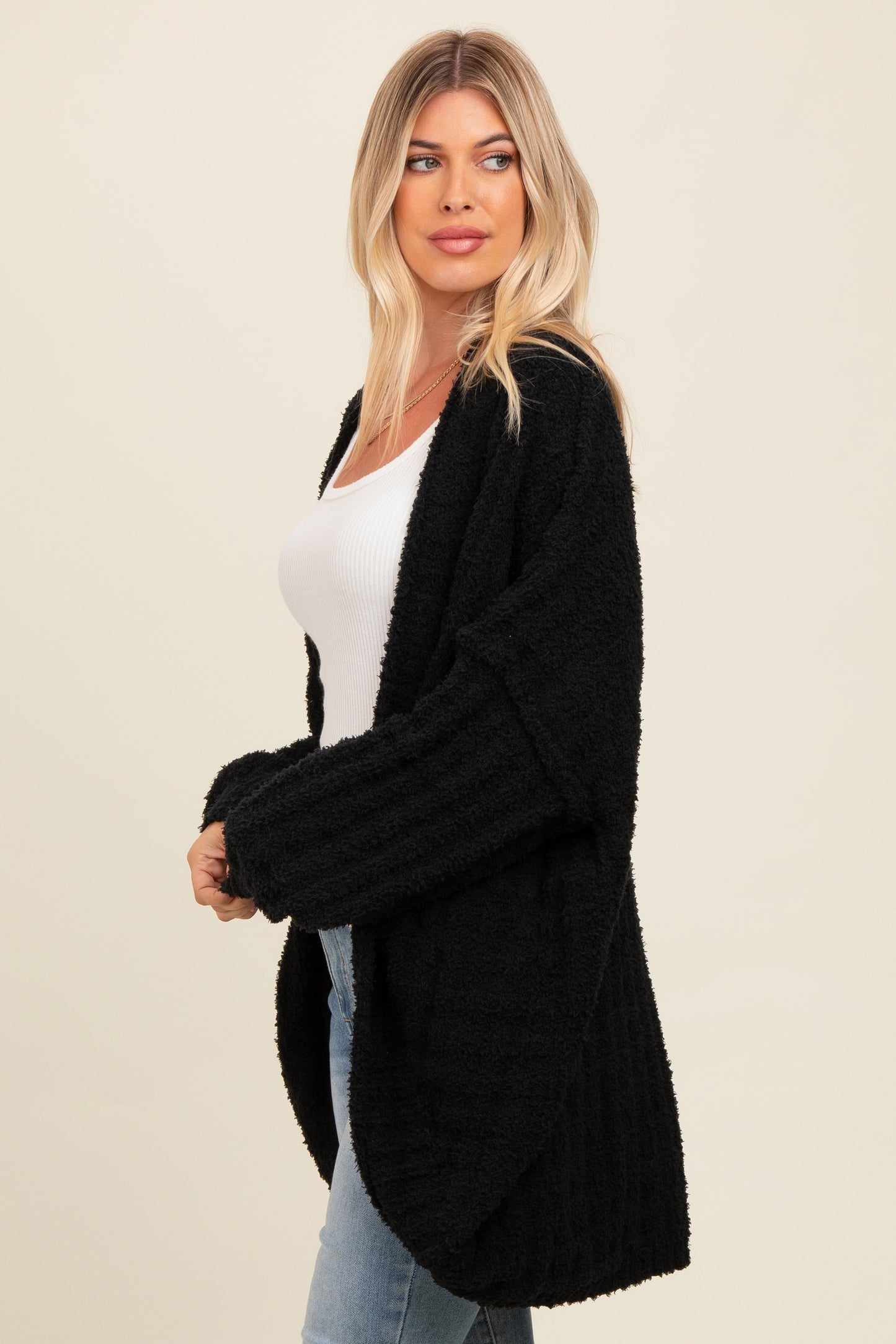Black Chunky Knit Dolman Cardigan