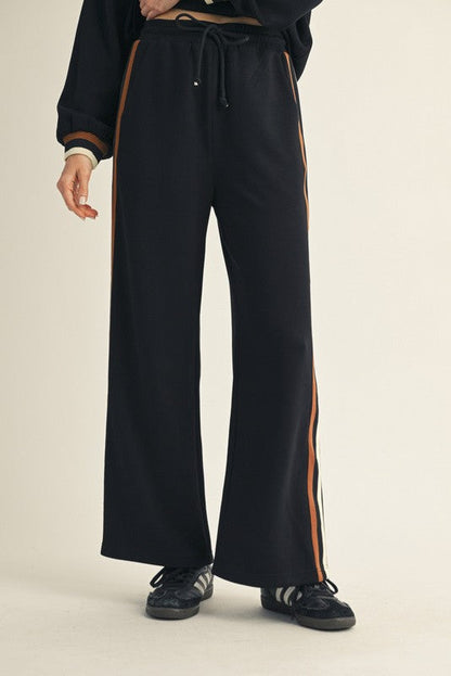 Black Contrast Trim Sweatpants