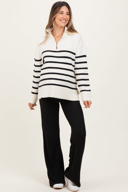 Black Brushed Knit Flare Leg Maternity Pants