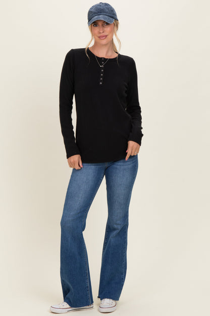 Black Contrast Long Sleeve Thermal Top