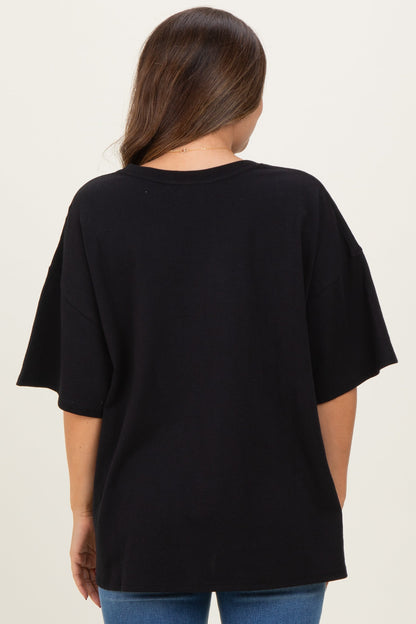 Black Cotton Oversized Maternity Tee