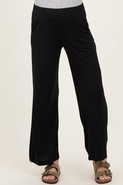 Black Ankle Wide Leg Maternity Pants