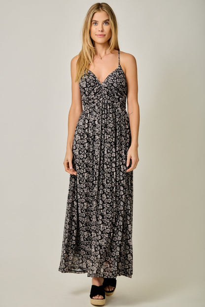 Black Criss-Cross Back Mesh Dress