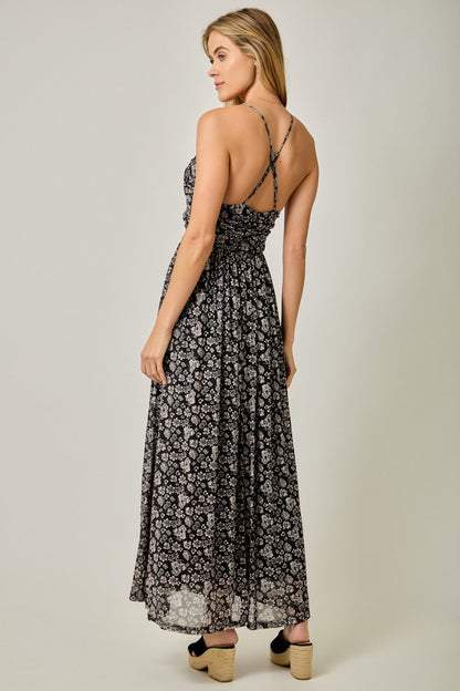 Black Criss-Cross Back Mesh Dress