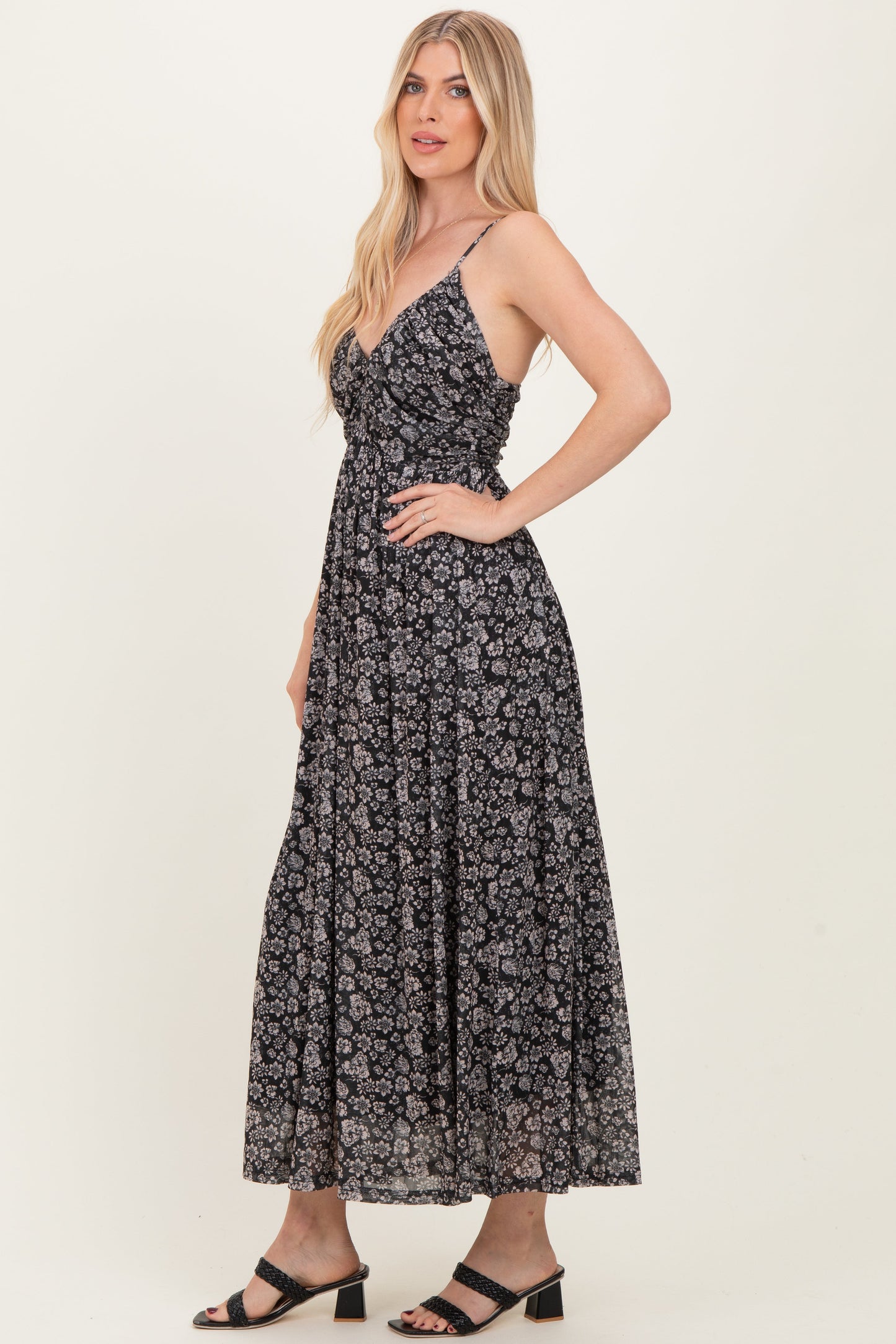 Black Criss-Cross Back Mesh Dress