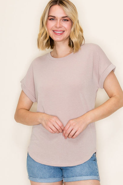 Beige Terry Knit Basic Top