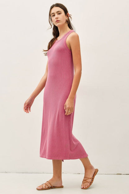 Berry Ribbed Midi Tank Dress