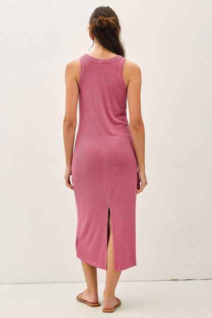 Berry Ribbed Midi Tank Dress