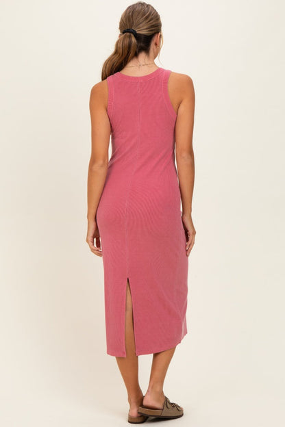 Berry Ribbed Midi Tank Dress