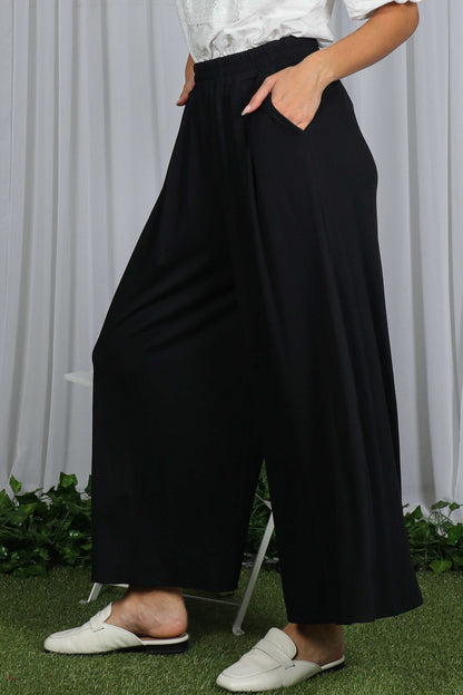 Black Cropped Wide Leg Pants