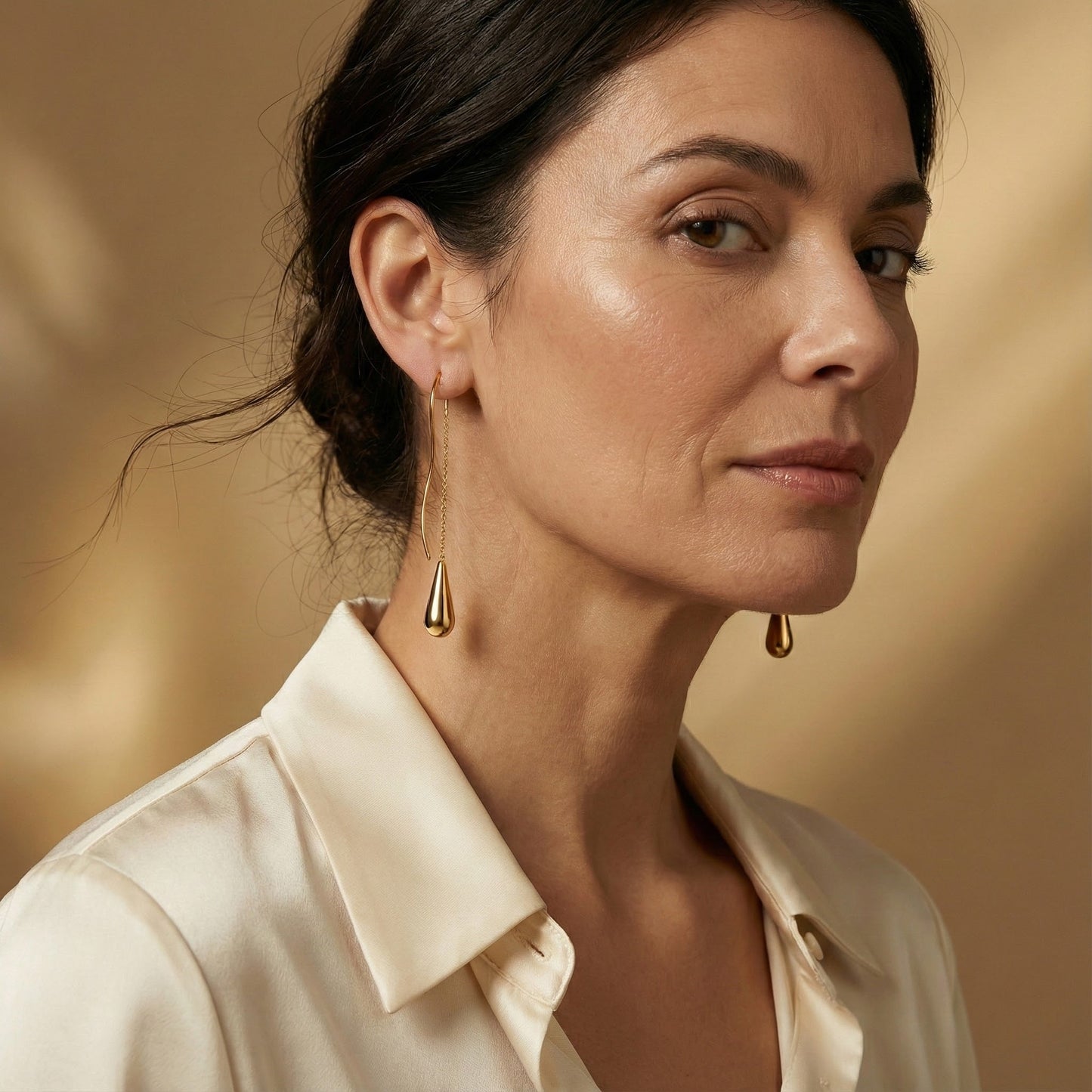 ALB Custom Gold Teardrop Threader Earrings