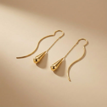 ALB Custom Gold Teardrop Threader Earrings