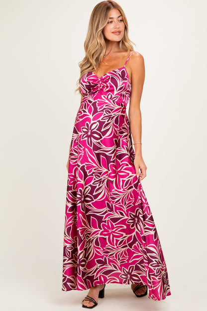 Berry Floral Sleeveless Maternity Maxi Dress