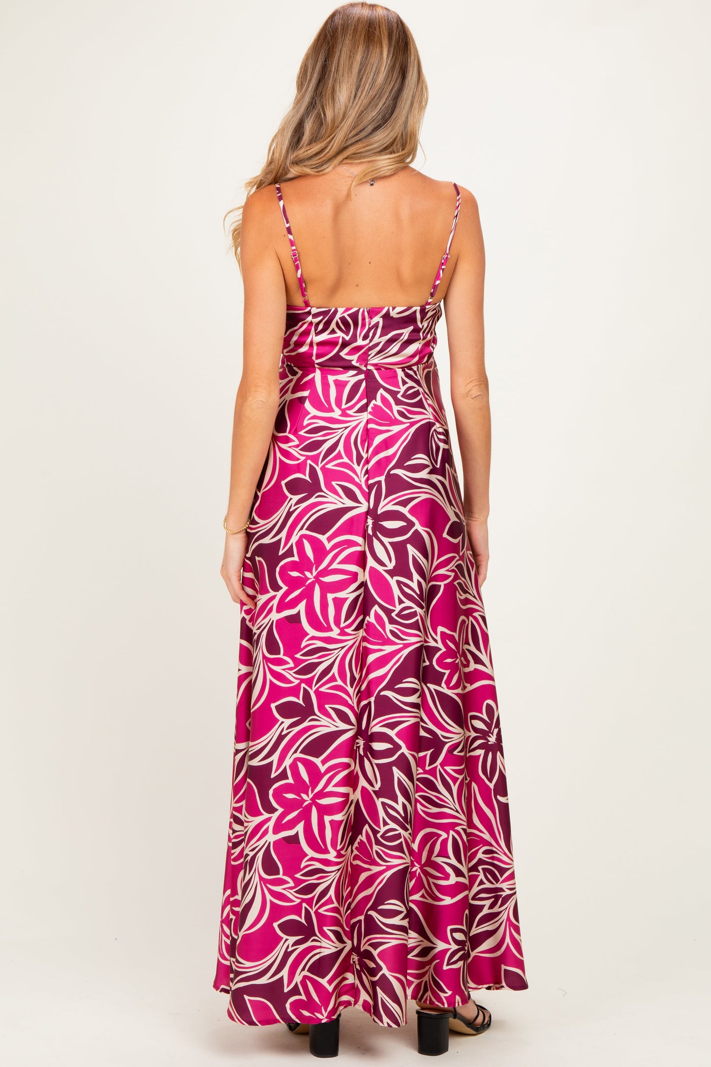 Berry Floral Sleeveless Maternity Maxi Dress