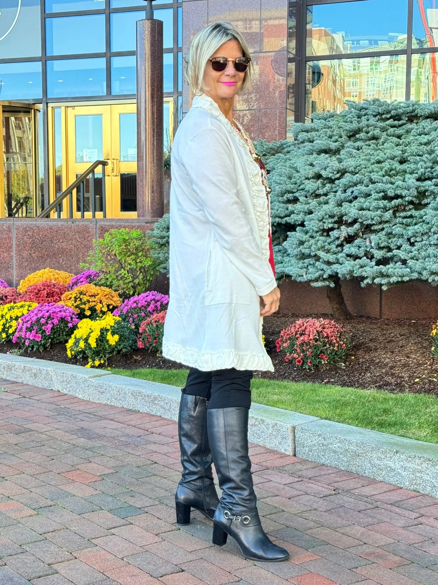 LULU-B WINTER WHITE ROUGED CARDIGAN