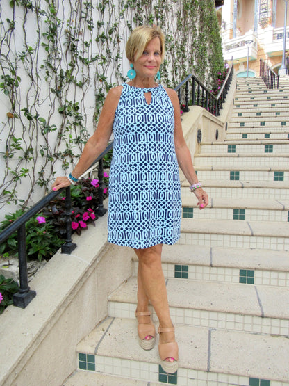 SERENA BLUE KEYHOLE DRESS
