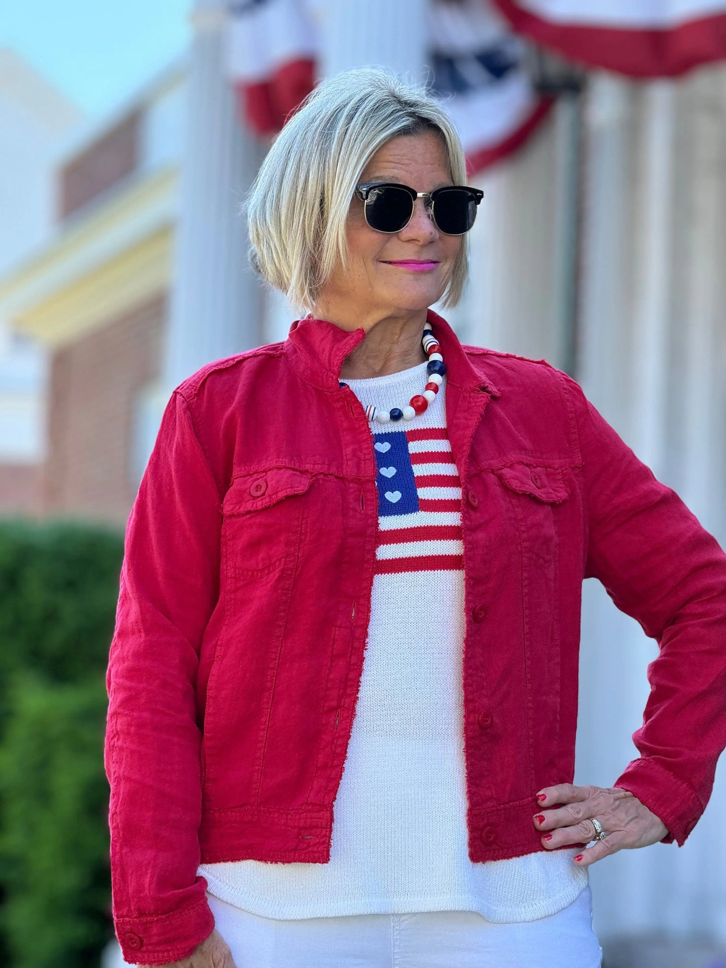 LULU-B WHITE FLAG SWEATER