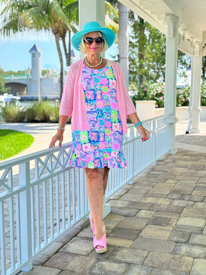 SANDY BEACH COLOR HALTER RUFFLE DRESS