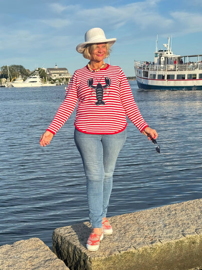 RED STRIPED LOBSTER SWEATER