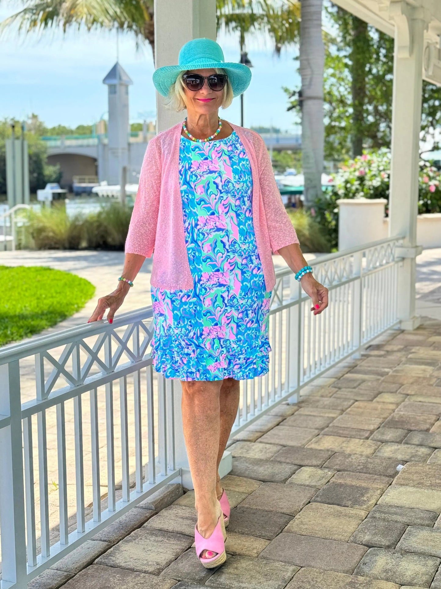 SPLASH OF PINK  SHIFT RUFFLE DRESS