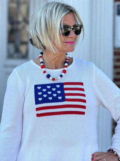 LULU-B WHITE FLAG SWEATER