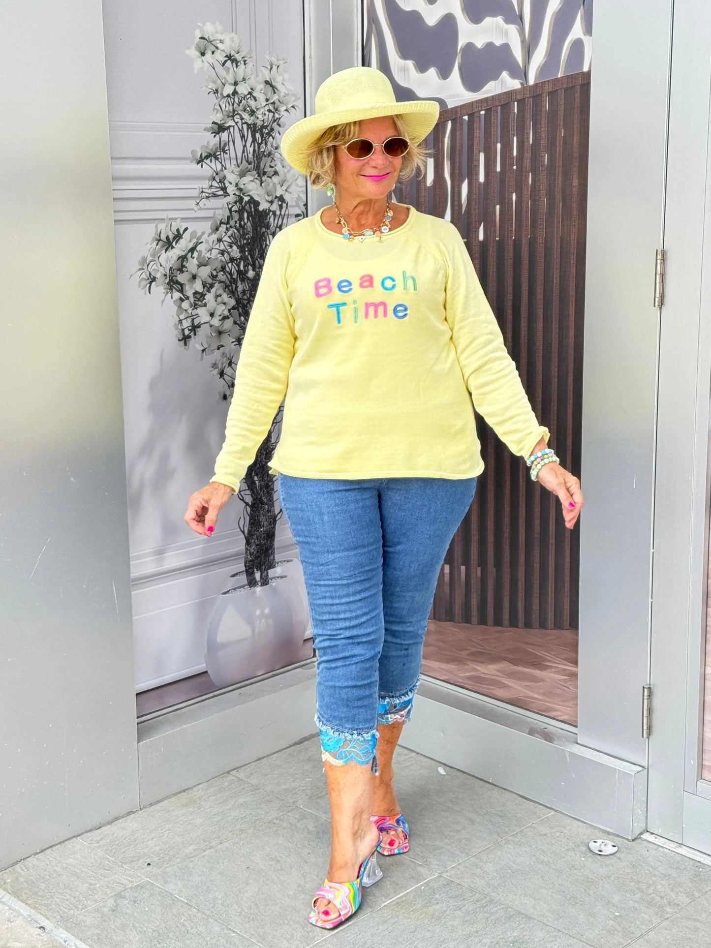 LULU-B YELLOW BEACH TIME SWEATER