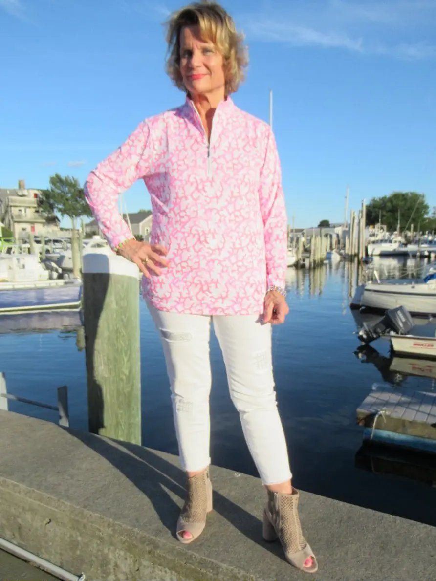 PINK REEF ZIPPER TOP