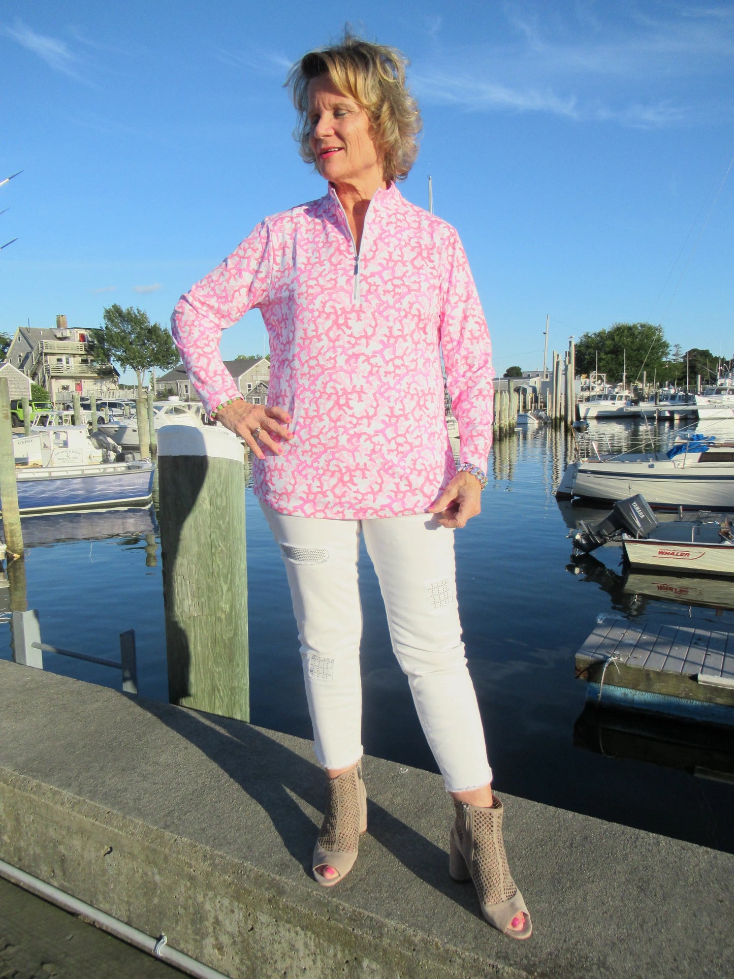 PINK REEF ZIPPER TOP