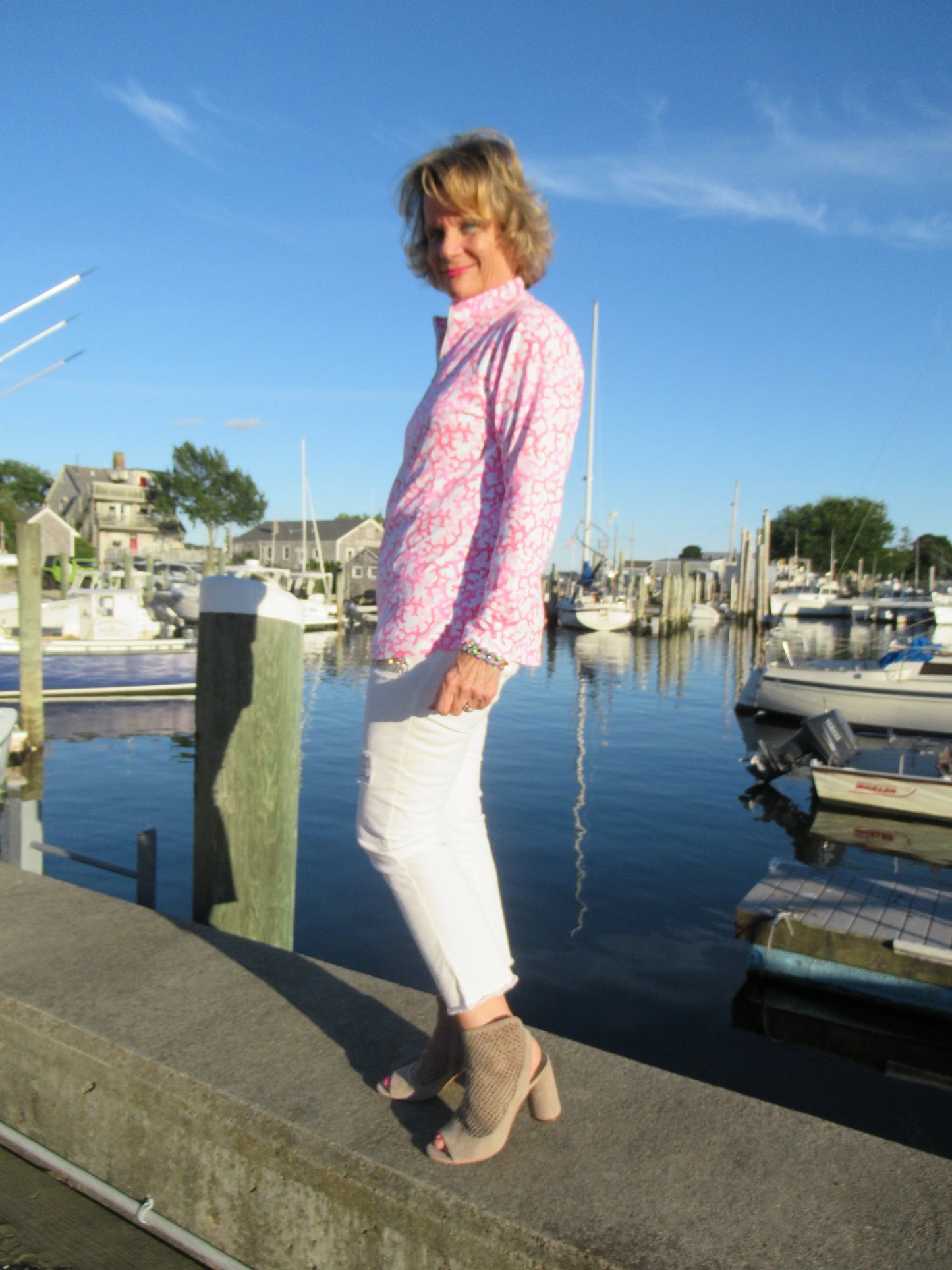 PINK REEF ZIPPER TOP