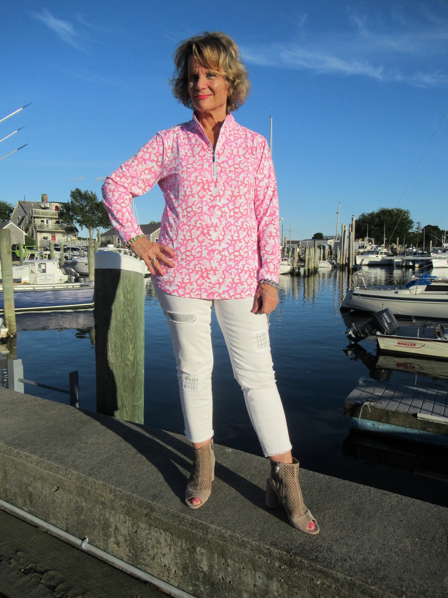 PINK REEF ZIPPER TOP