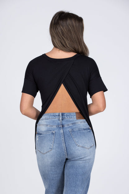 Simply You Women's Open Back Short Sleeve Top