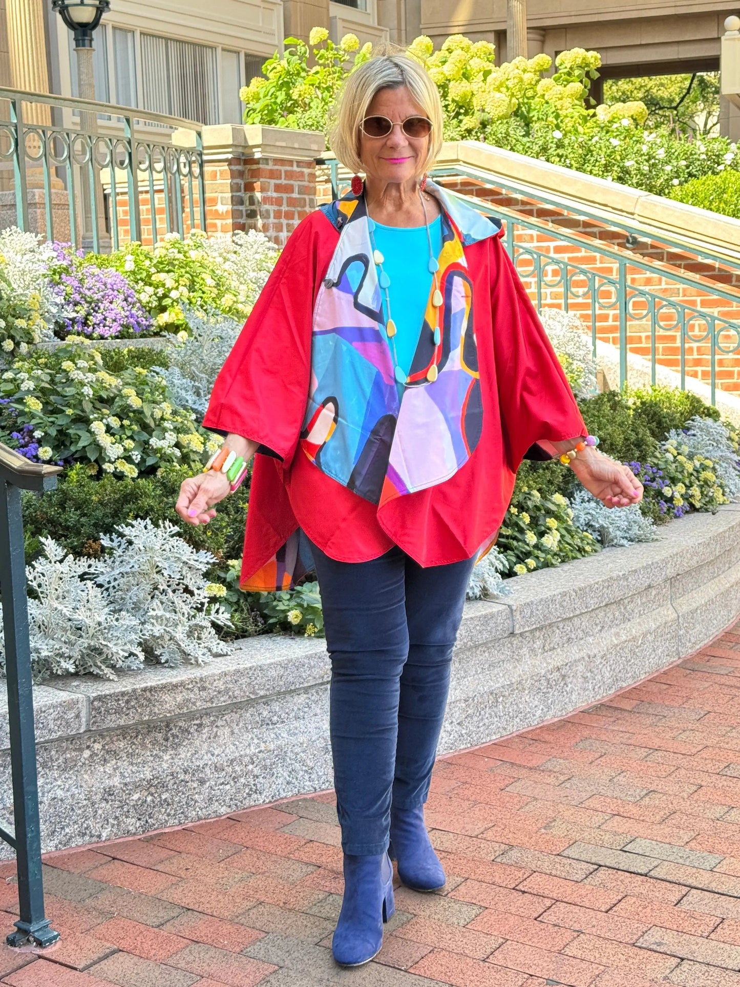 Red fashion Travel Reversible Rain Cape