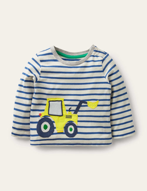Big Appliqué T-shirt-White/Duke Blue Digger