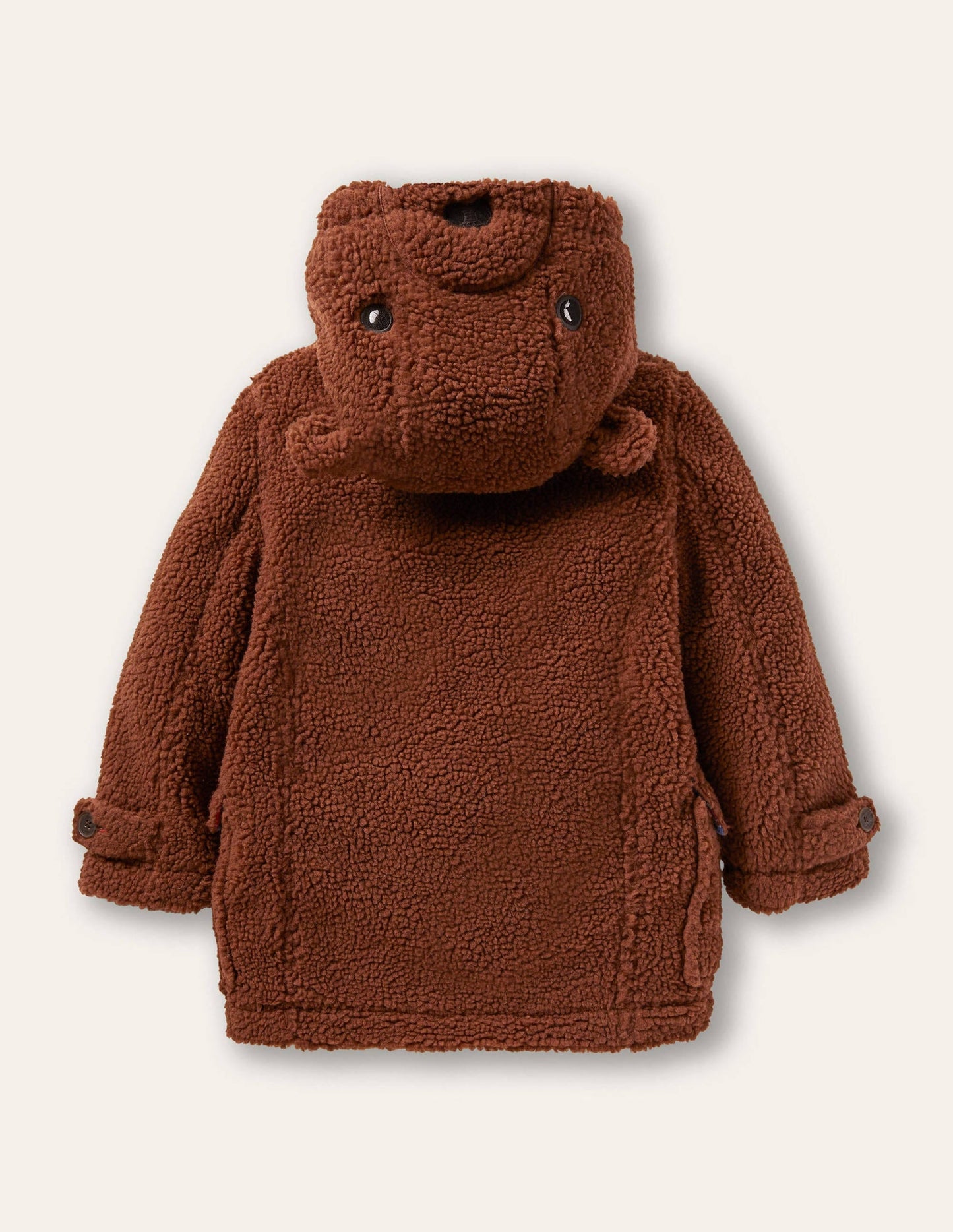 Borg Teddy Bear Duffle Coat-Natural Brown