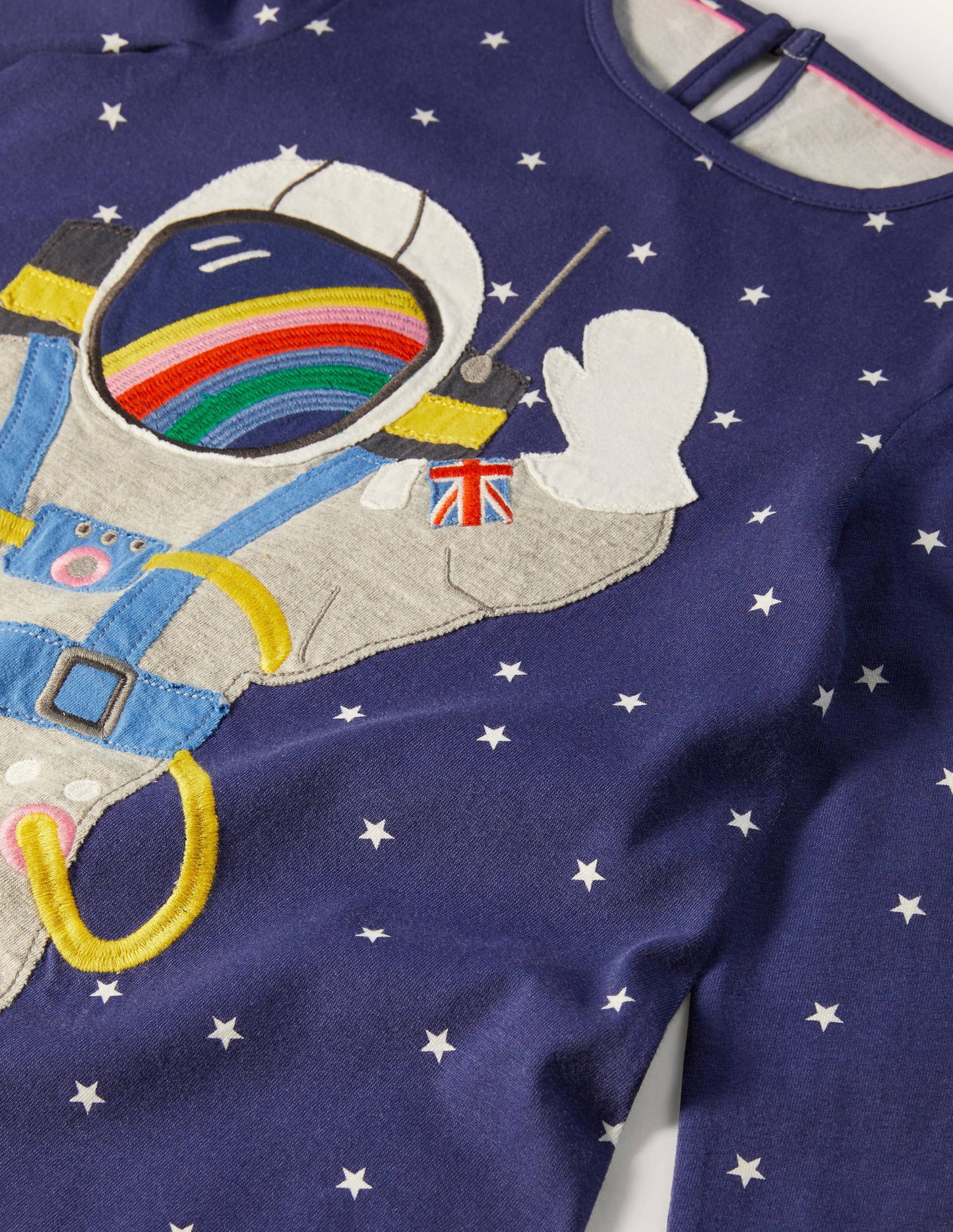 Big Appliqué Jersey Dress-Starboard Blue Space Scene