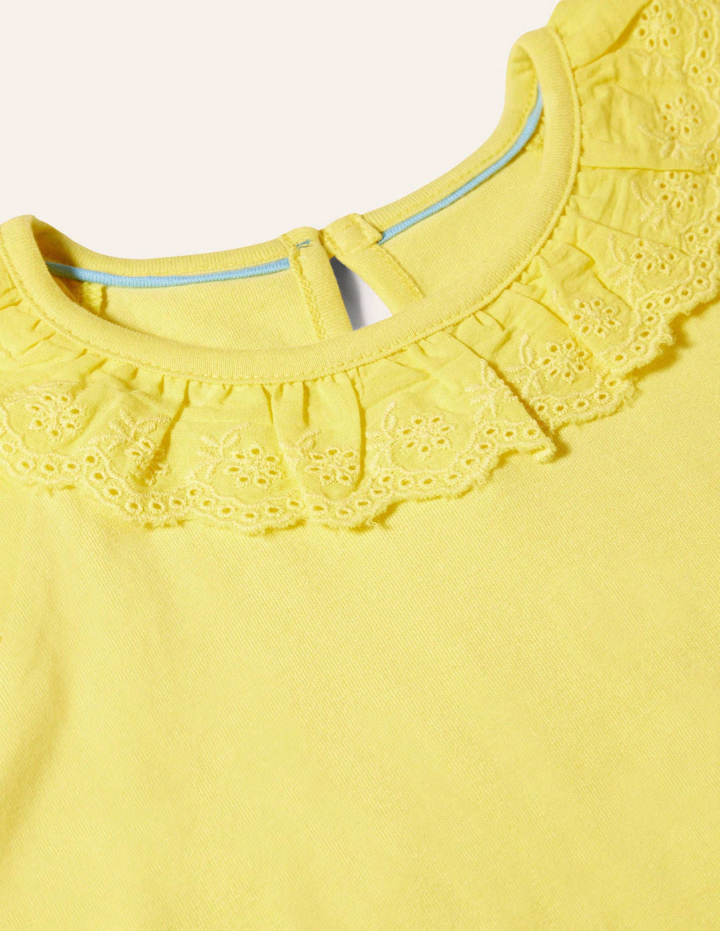 Broderie Detail Jersey Top-Sweetcorn Yellow