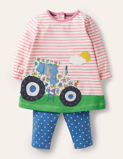 Big Appliqué Dress Set-Elizabethan Blue Farm