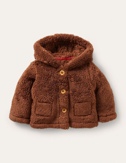 Borg Button-Up Jacket-Terrier Brown Bears
