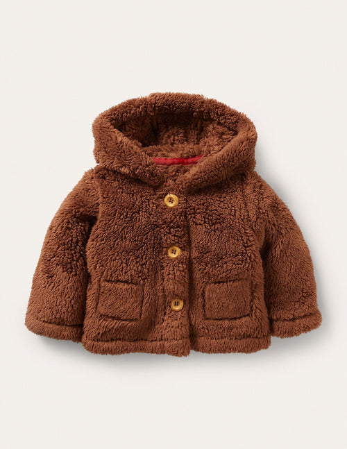 Borg Button-Up Jacket-Terrier Brown Bears