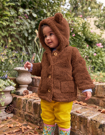 Borg Button-Up Jacket-Terrier Brown Bears