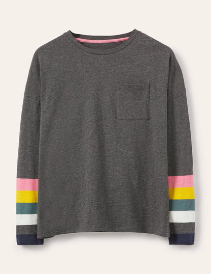Boxy Jersey Tee-Charcoal Cuff