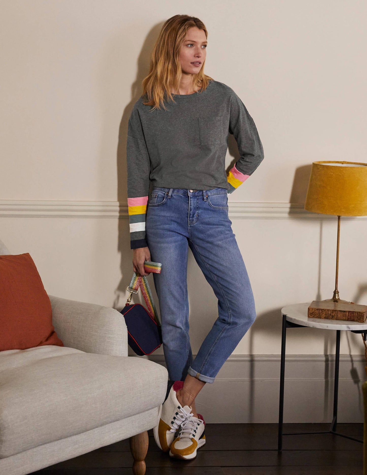 Boxy Jersey Tee-Charcoal Cuff