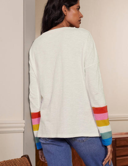 Boxy Jersey Tee-Bright Petal Rainbow Cuff