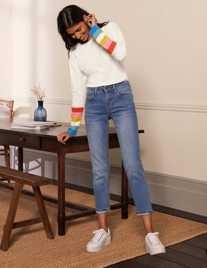 Boxy Jersey Tee-Bright Petal Rainbow Cuff