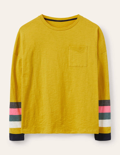 Boxy Jersey Tee-Yellow Charcoal Cuff