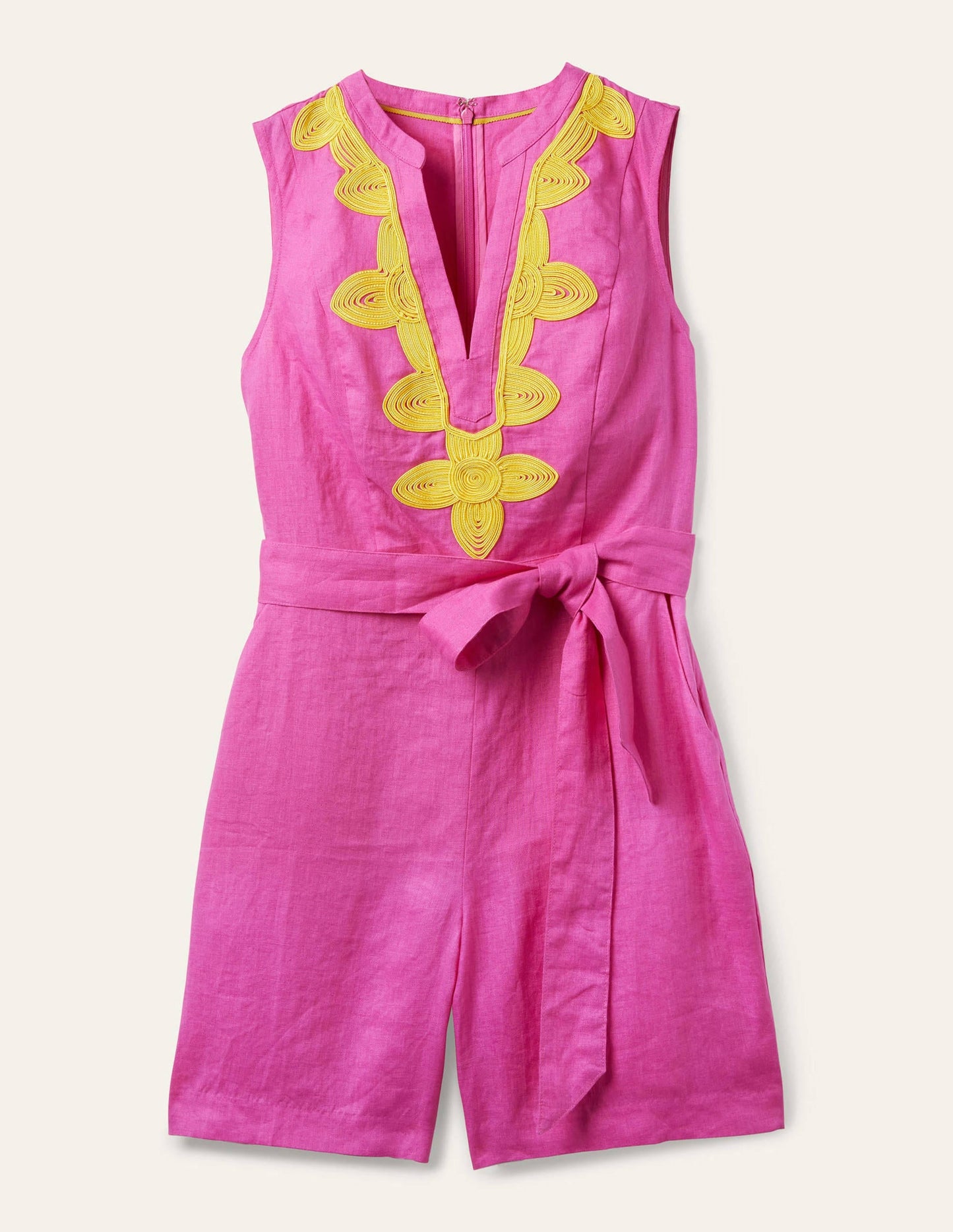 Bella Embroidered Romper-Pop Pansy/Daffodil