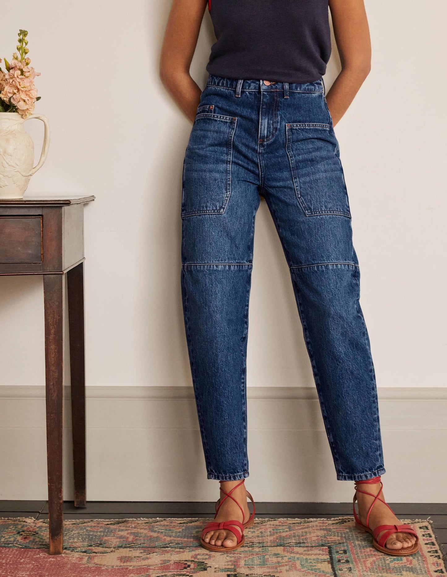 Big Pocket Balloon Jeans-Mid Vintage