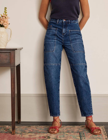 Big Pocket Balloon Jeans-Mid Vintage