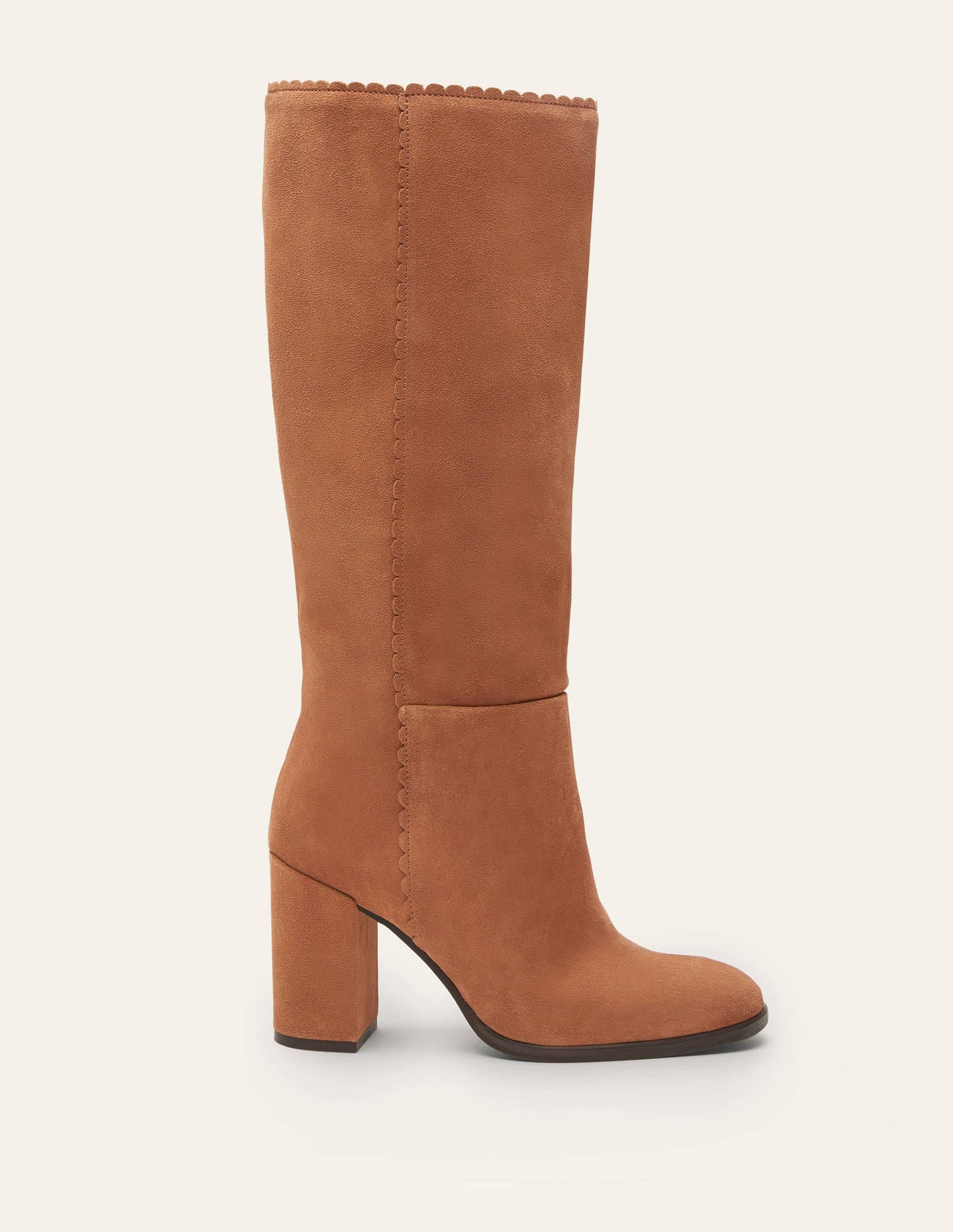 Block Heel Knee High Boots-Tan